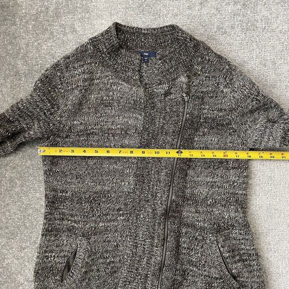 Gap Sweater Womens Medium Grey Brown Asymmetrical Zipper Cardigan Casual Knit - Picture 5 of 7